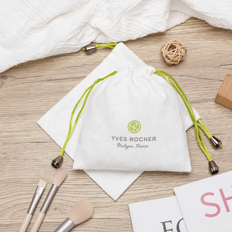 Small Recyclable Cotton Canvas Drawstring Packaging Bag for Jewelry Craft & Stickers-Custom Size Available
