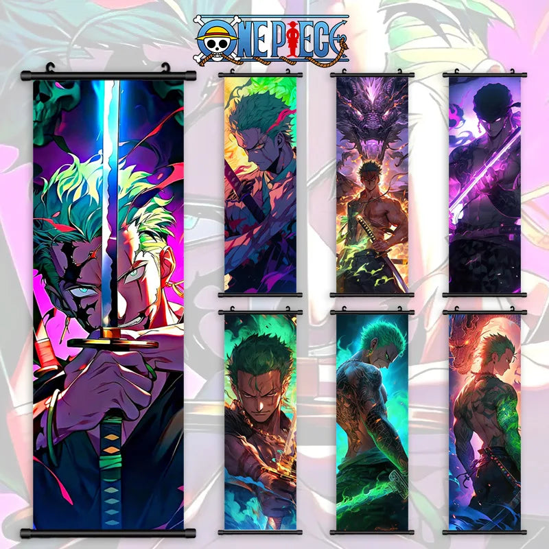 500 Designs 70*25cm Japan Anime on Piece Zoro Nami Paintings Nica Luffy Ace Shanks Robin Hanging Cloth Poster Wall Scroll Poster