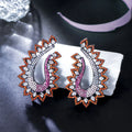 Expensive Pink Red Micro Cubic Zirconia Pave Symmetrical Peacock Shape Women Classy Drop Earring for Wedding Party Wear Jewelry