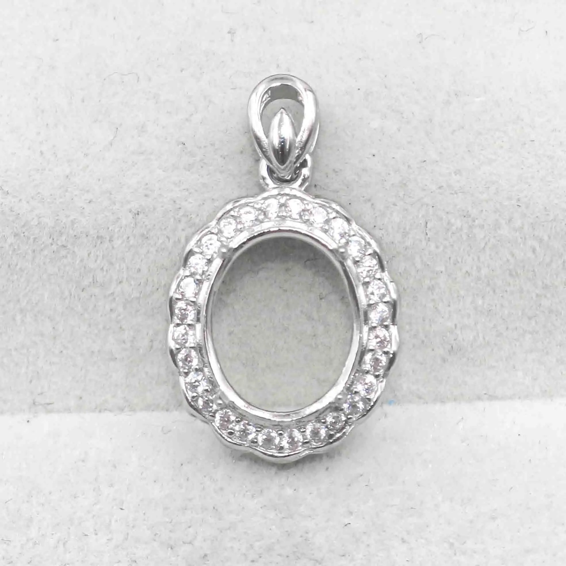Sterling Silver 9*11mm Semi Mount Pendant Empty Frame Blank Support Setting S925 Base Holder Without Center Stone for DIY Inlay