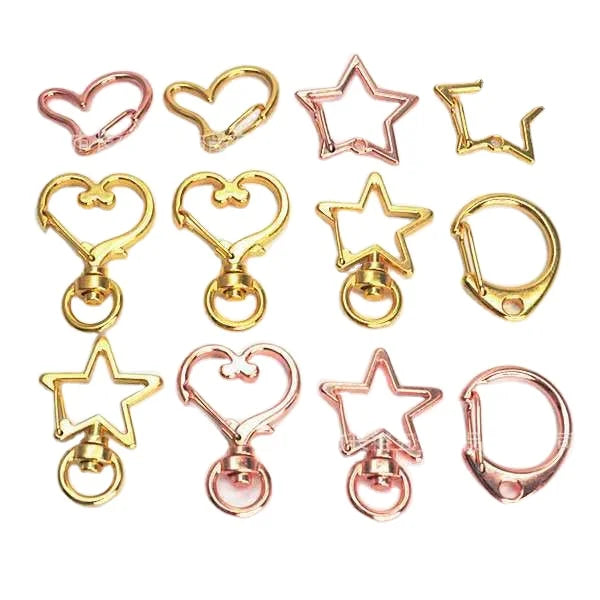 Swivel Metal Heart Moon Design Spring Snap Lobster Clasp Keychain Clip Hanging Buckle KeyRing Bulk DIY Keychain Bulk Accessories