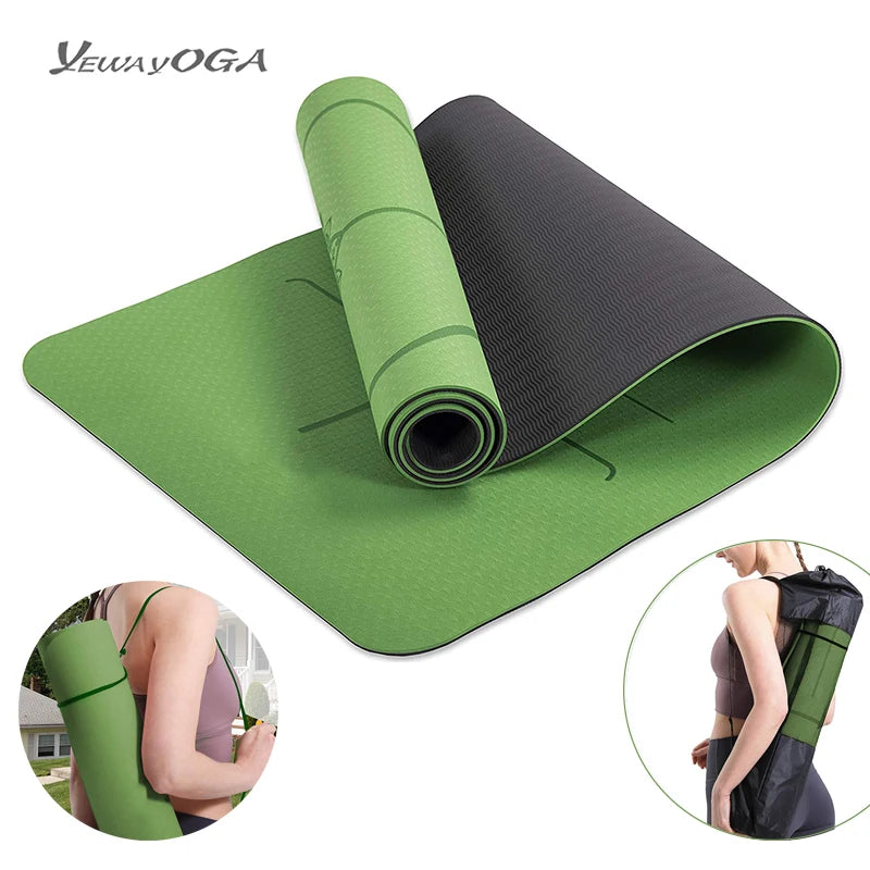 Yeway Estera De Yoga Hign Quality 6mm Homochromy Eco Friendly Laser Engraving 6mm Printed Tpe Yoga Mat Manufacturer