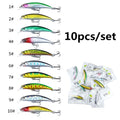 10pcs/set 80MM-9G Artificial Hard Swimbait Fishing Lure Long Trolling Sinking Minnow Lure