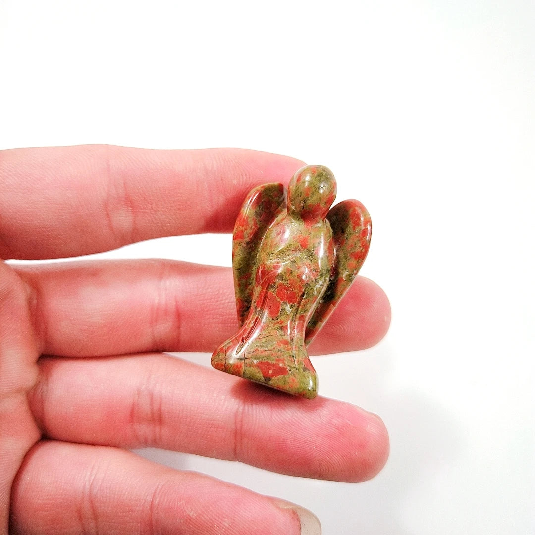 Huiying Wholesale Natural Unakite Angel Crystal Polished Angel Pocket Crystal Crafts 1.5 Inch