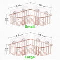 2-Pack Modern Hotel Corner Shower Caddy 304 Stainless Steel Adhesive Bath Shelf Hooks 90 Degree Angle Corners Rose Gold