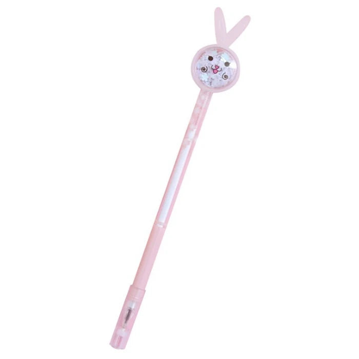 Cute Popular Girlish School Plastic Rabbit Sequins Custom Gel Pens Bulk