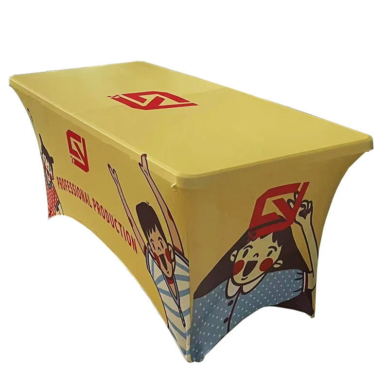 Table Cover Table Cloths Custom Trade for Show Sublimation Printed Logo Polyester Waterproof Fitted Stretch Spandex Square