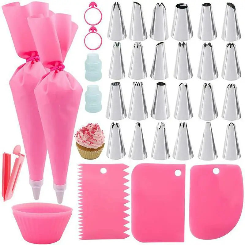 36Pcs Cake Decorating Supplies Tool Set Pastry Piping Bags Russian Piping Tips Nozzles Set for Baking