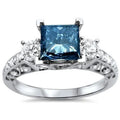 Dainty Hollow Silver Knuckle Ring Shiny Blue Zircon Wedding Engagement Rings 8MM Large Square Sapphire Ring for Women