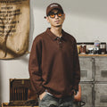 American Retro 250g Cotton Men's Long Sleeve T-Shirt Simple Loose Old Money Wind Style Spring Autumn for POLO Solid Pattern