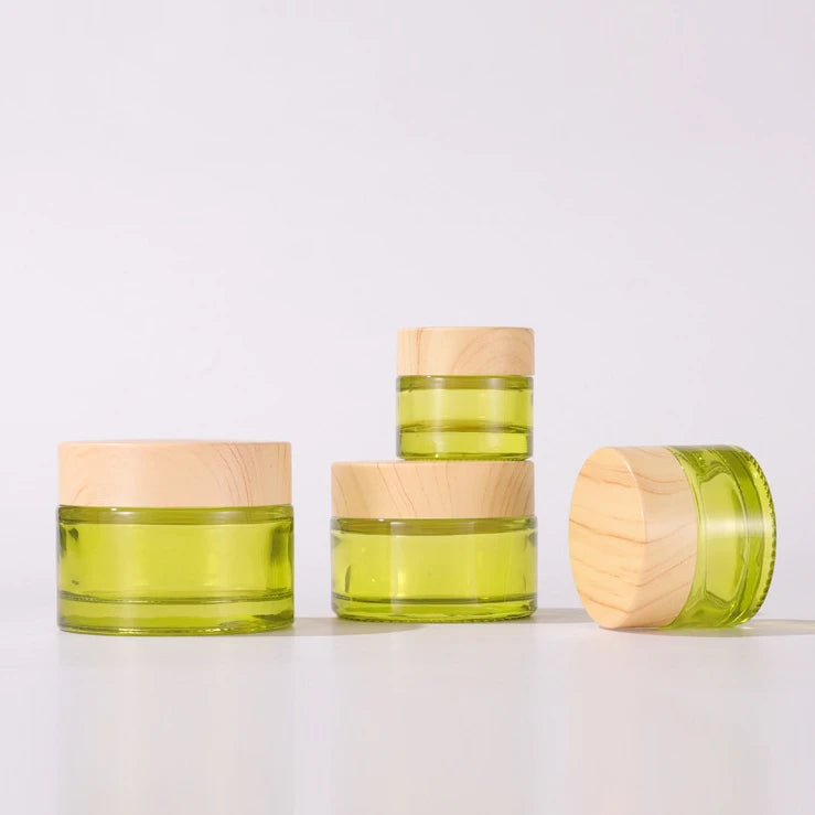 Cream Jar with Wood Grain Lid 10g 15g 50g 30g Face Cream Jar Mask Eye Cream Dispensing Bottle Cosmetic Container