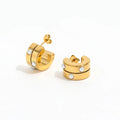 Fenny 18K PVD Plated Wholesale Fashion Luxury Elegant Baroque Pearl Chunky C-shaped Stainless Steel Hoop Earring for Women
