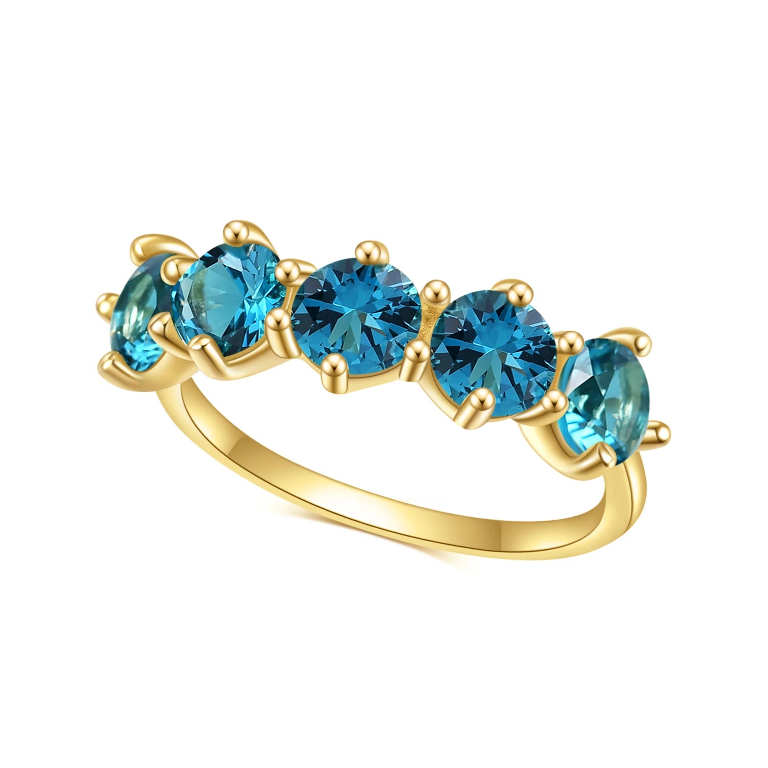 OL0964 Abiding Fine Gold Plated Silver Jewelry Wholesale Lab Paraiba Tourmaline Women Eternity Band Rings With 5mm Round Stone