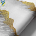 Custom Modern Living Room Decoration Chinoiserie Hand Painted 3D Blue and White Gold Mountains Landscape Mural Wallpaper