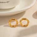 Stainless Steel Textured Hollow Circle Earring Thick Irregular Gold Hoop Earrings for Women