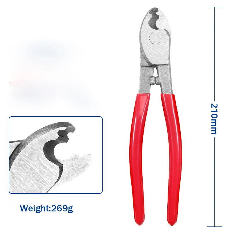 Heavy Duty Red Handle Cable Scissor Carbon Steel Wire Cutter with Plastic Moulded Handle OEM Customizable
