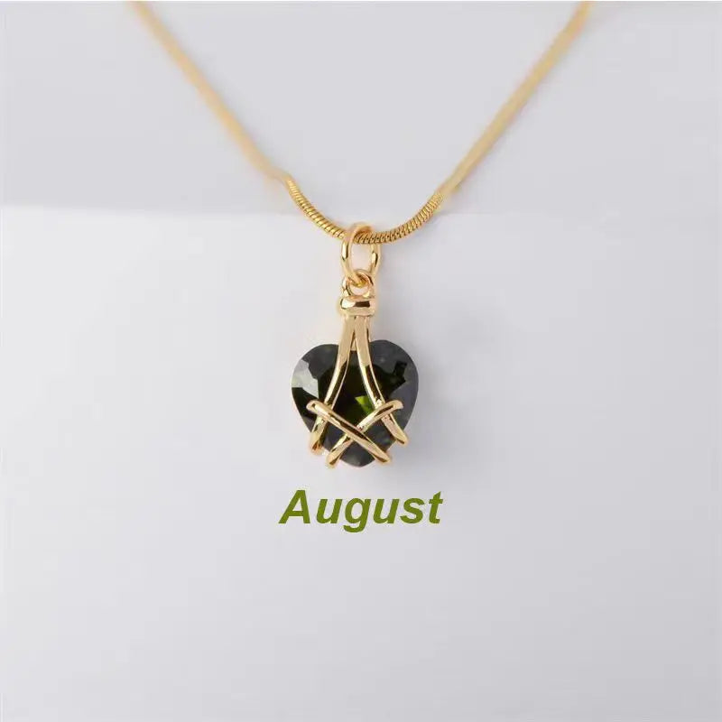 2025 Diamond Love Necklace Heart-Shaped Lucky Couple Jewelry Princess Alloy 12 Months Necklace