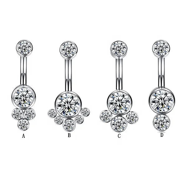G23 Titanium Crystal Cluster Navel Belly Ring Zircon Infused Body Jewelry for Children for Wedding Engagement Orthodox Religious