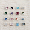 S925 Sterling Silver Square Birthstone Charm Connectors With Double Loops CZ Bracelet Necklace Pendants for DIY Jewelry Making