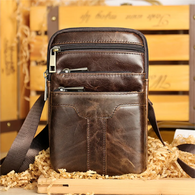 Marrant Genuine Leather Fanny Pack Crossbody Small Mens Shoulder Bag Cell Phone Crossbody Shoulder Bag Leather Men Waist Bag