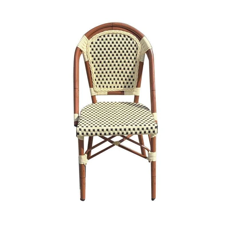 2022 Wholesale French Outdoor Restaurant Wicker Furniture Aluminium Rattan Swimming Pool Bamboo Bistro Dinning Tables and Chairs