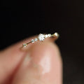 Delicate 925 Sterling Silver Plated 14 K Gold Diamond Ring Stacking Opening Adjustable Tail Ring