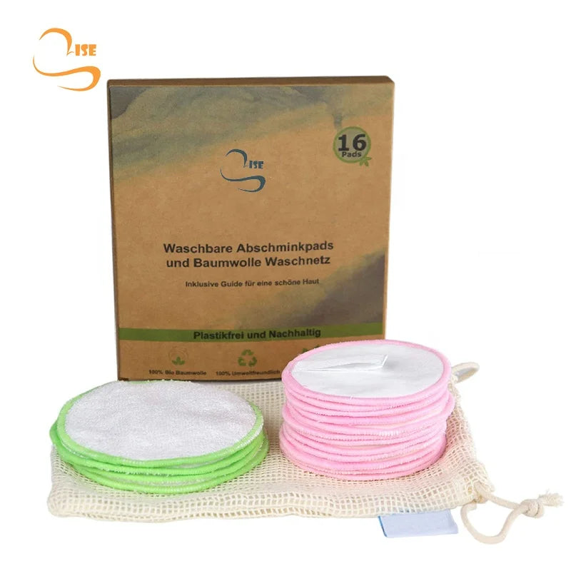 Popular 3.15" Bamboo Rounds Soft Reusable Face Cleansing Wipes Cotton Laundry Bag Makeup Remover Pad Your Logo