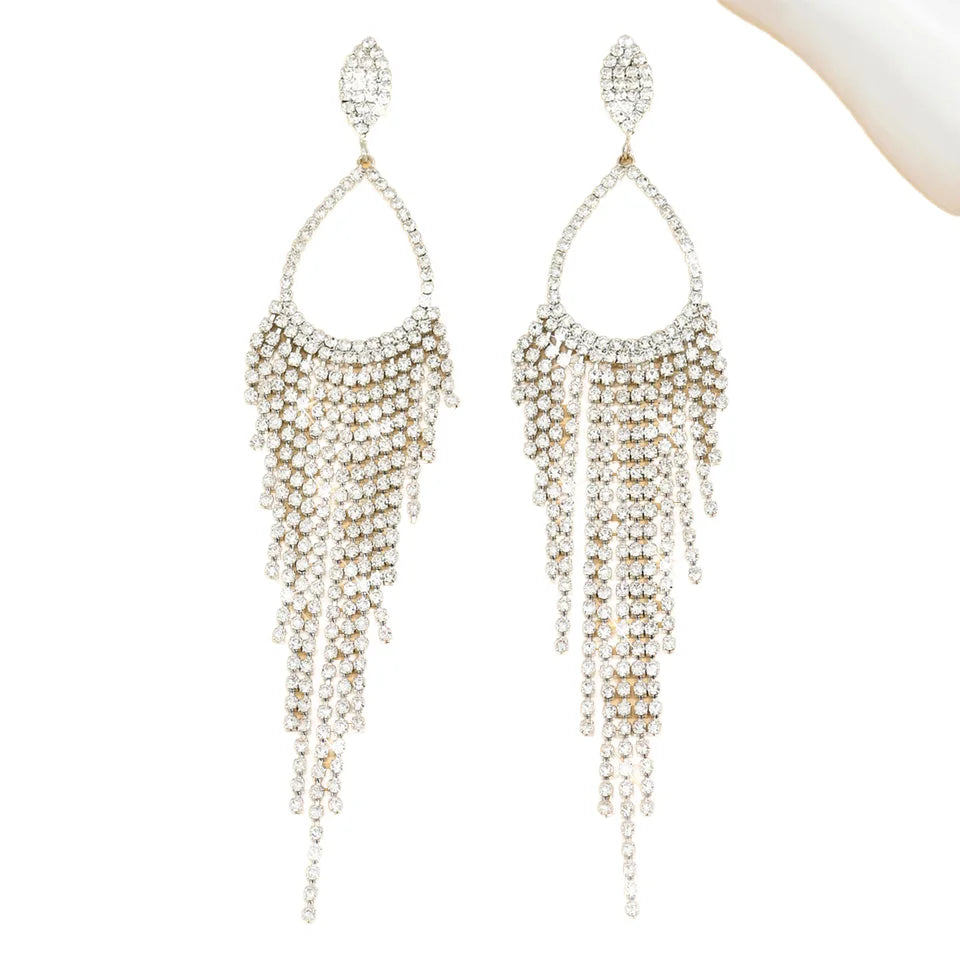 Versatile Light Luxury Style Diamond studded Tassel High-end Earrings for Women