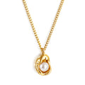 Vintage Pearl Necklace Custom Waterproof 304 Stainless Steel Jewelry 18K Gold Plated Alien Design Pendant Necklace for Women