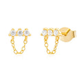 Gemnel Fashion Jewellery 925 Sterling Silver 18k Gold Mini Round Diamond Chain Women Earring