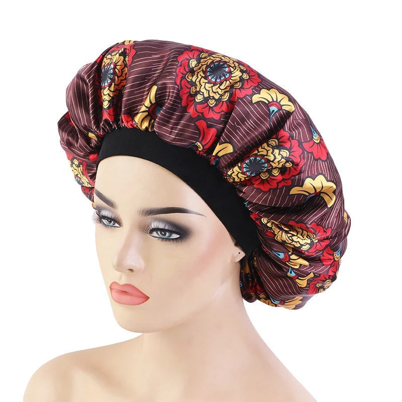 Wholesale Custom Print ANKARA Women's Fashion Night Sleep Shower Cap Designer Cotton Hair Bonnet Daily Use Handmade
