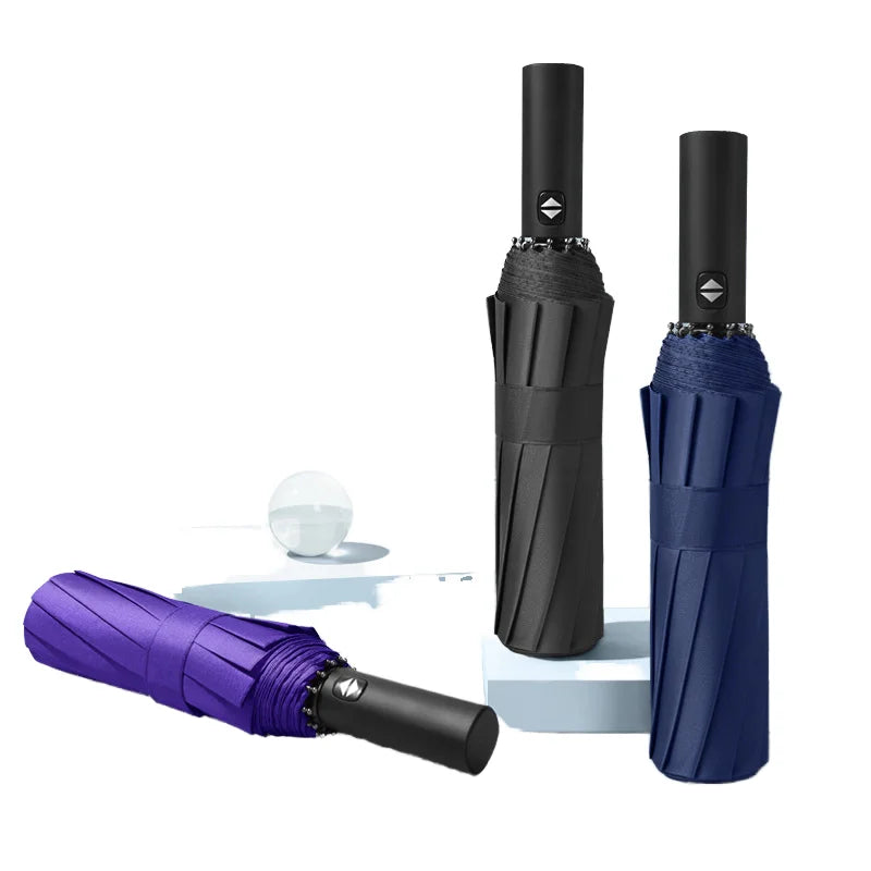 Hot Selling High Quality 3 Folding Customized Hook Umbrella for the Rain Automatic Umbrella With the logo