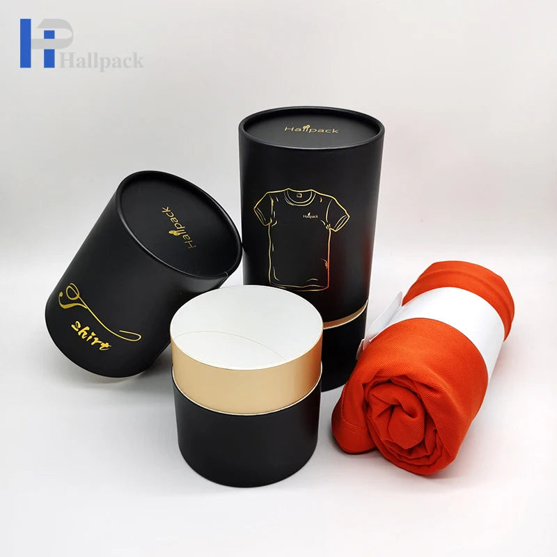 Recycled Cylinder Cardboard T-Shirt Packaging Tube Boxes Custom Bespoke Round Pattern Cosmetics Container for Craft Use