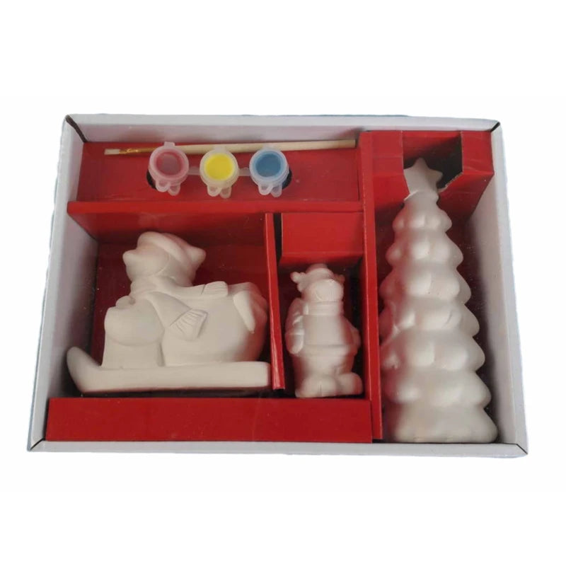 Christmas Animal Ceramic & Enamel Painting Kit Craft Art Set Paint Your Own Creative DIY Toy