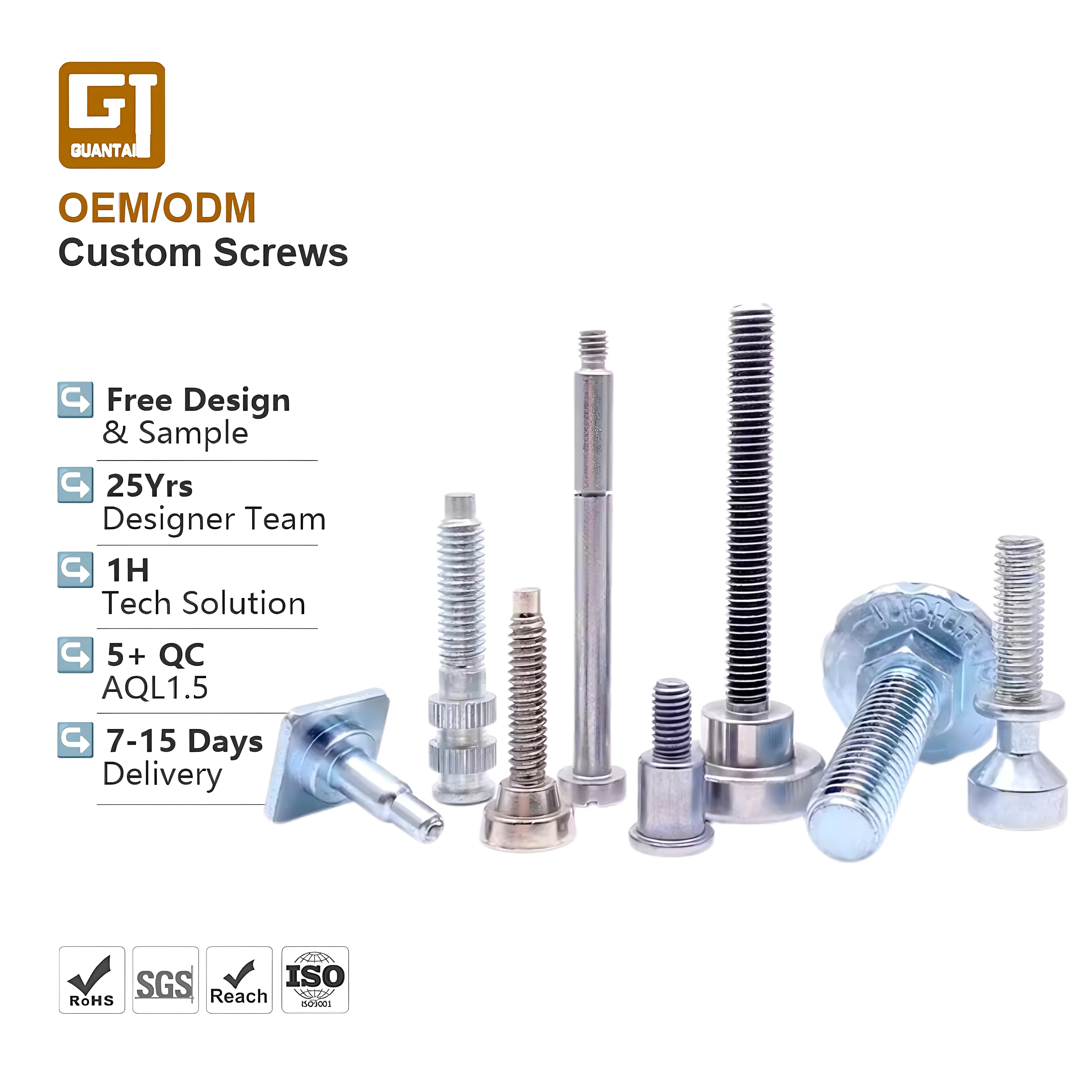 Customization Ultra Thin Head Shoulder Screws Metric M3 M5 M6 M8 M10 Knurled Thumb Blue Galvanized Carbon Steel Low Profile