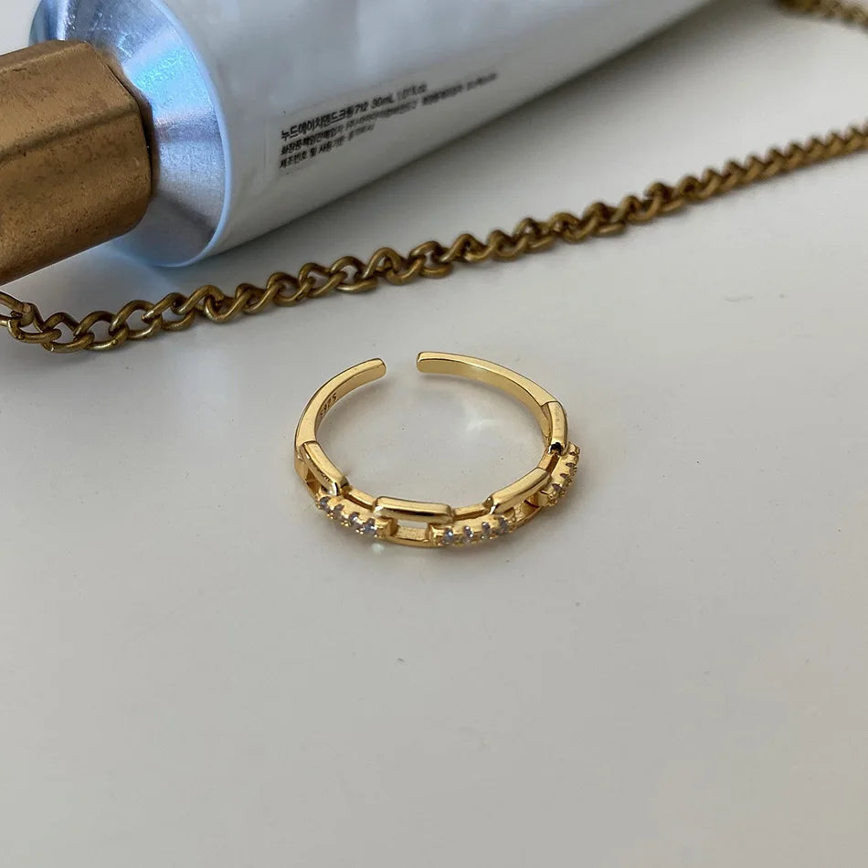 VIANRLA 925 Sterling Silver 18k Gold Plated Zircon Tiny Ring Simple Design for Daily