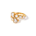 INS 18K Gold Stainless Steel Heart Shaped Ring Fine Style Titanium Steel with Zircon Inlay Staggered Opening Fashion Jewelry