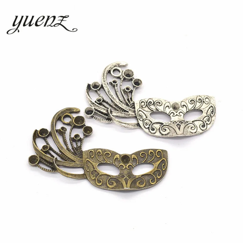 YuenZ Zinc Alloy Tibetan Silver Plated Mask Charms Pendants for Jewelry Making DIY Handmade Craft 53*39mm N103