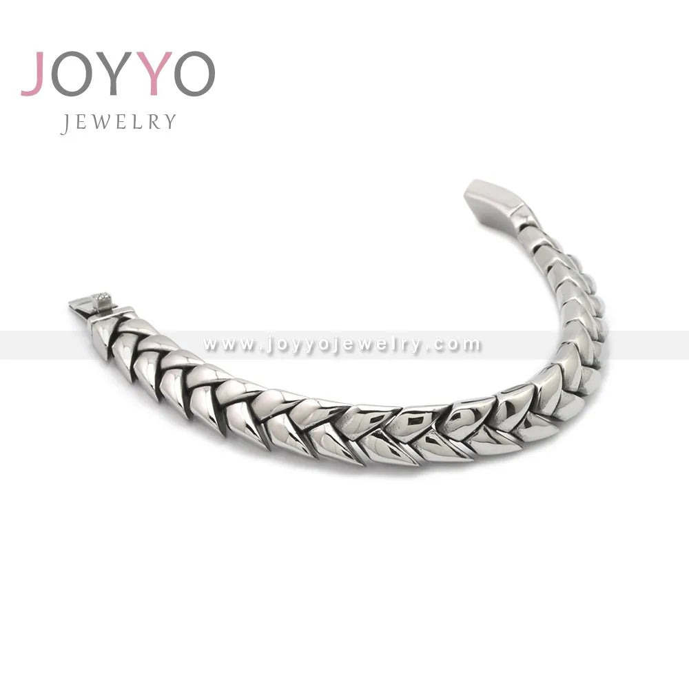 22cm Twist Rice Spike Men Bracelet Stainless Steel Punk Cool Non Tarnish 316L Vintage Bracelet