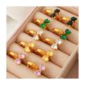 Cute Jewelry Stainless Steel None Tarnished Colorful Heart Bow Zirconia Hoop Huggie Earrings for Women