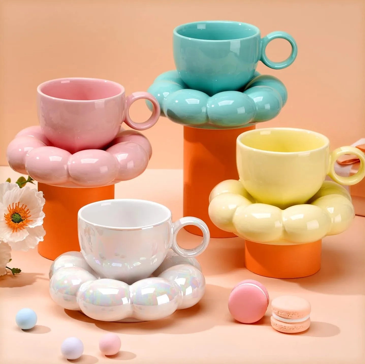 Wholesale Creative Thickened Porcelain Cup Ceramic Coffee Cappuccino Tea Mug Set With Saucer