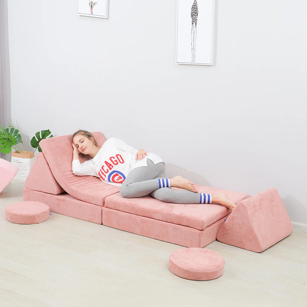 2021 Shape Size Color Custom Stackable Soft Multi-functional Couch Set Children Playing Reading Sleeping Sofa Couch for Kids