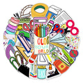 50pcs Stationery Set Graffiti Stickers Packs for Cross Border Cartoon Watercolor for Decorate Water Bottle Luggage PVC