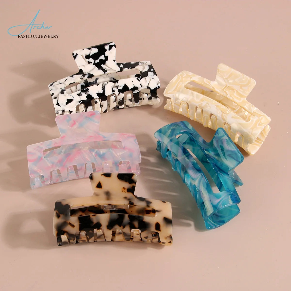 Versatile 8.2cm Rectangular Acetic Acetate Hair Claw Clip Fashion Daily Use Plastic Hair Accessories Perfect Gift