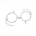 Stainless Steel Chain Heart Shape Cross Pendant Bracelet for Lover Valentine's Day Gift Couple 2pcs/set SB007