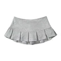 Summer New Gray Pleated Casual Skirt for Women American Spice Girl Style Cotton Knitted Polyester Fabric Printed for Work