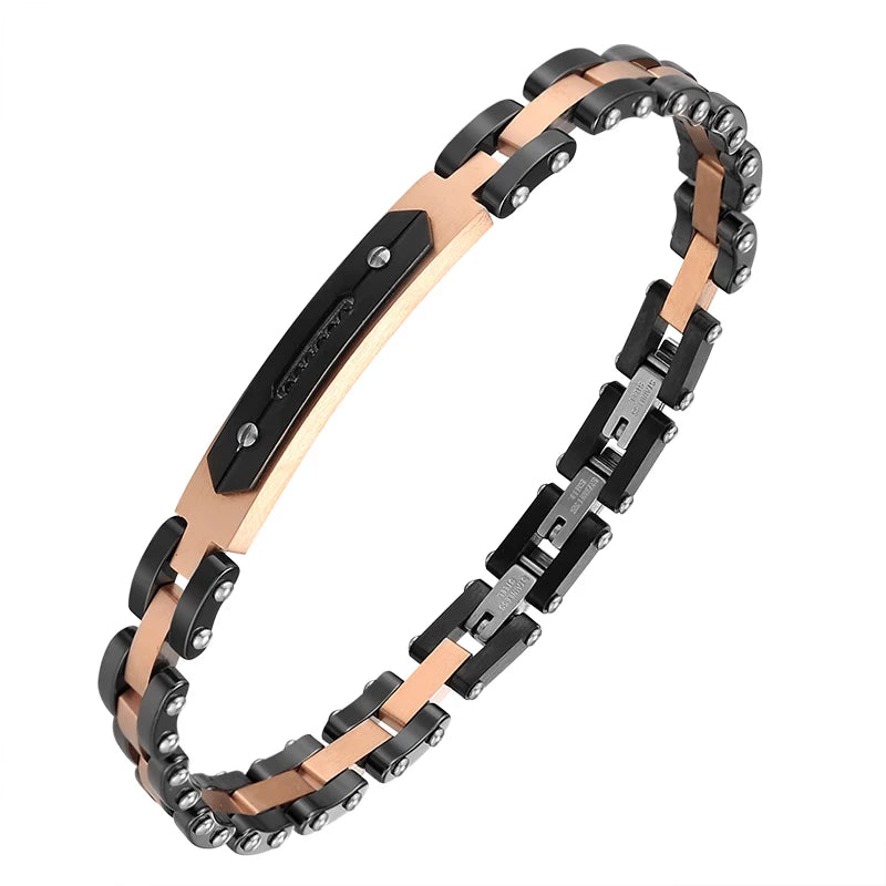 Trendy Ceramic Jewelry Stainless Steel Zircon Gold Bracelets Supplies Custom Jewelry Watch Bands Link Chain Bracelet Men Gifts