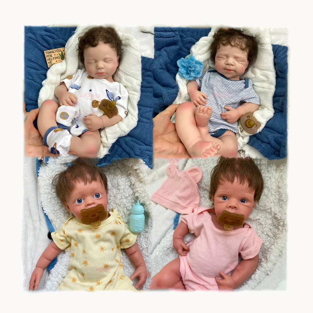 Custom 20 Inch Reborn Baby Dolls for Girls/Boy Full Body Silicone Lifelike Washable Newborn Rooted Hair Christmas Gift for Kids