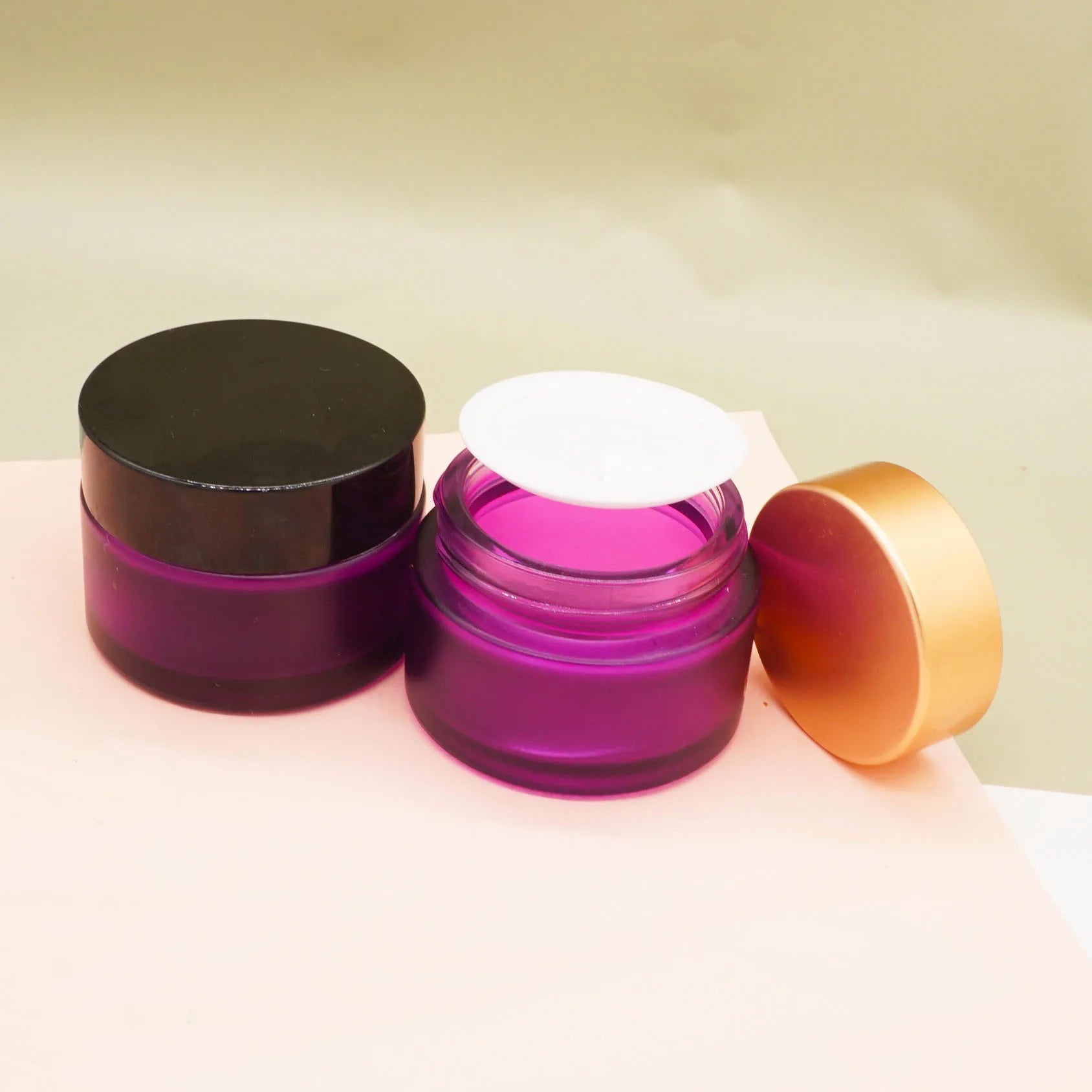 1oz Frosted Purple 2 oz Glass Jar with Lid for Cosmetics