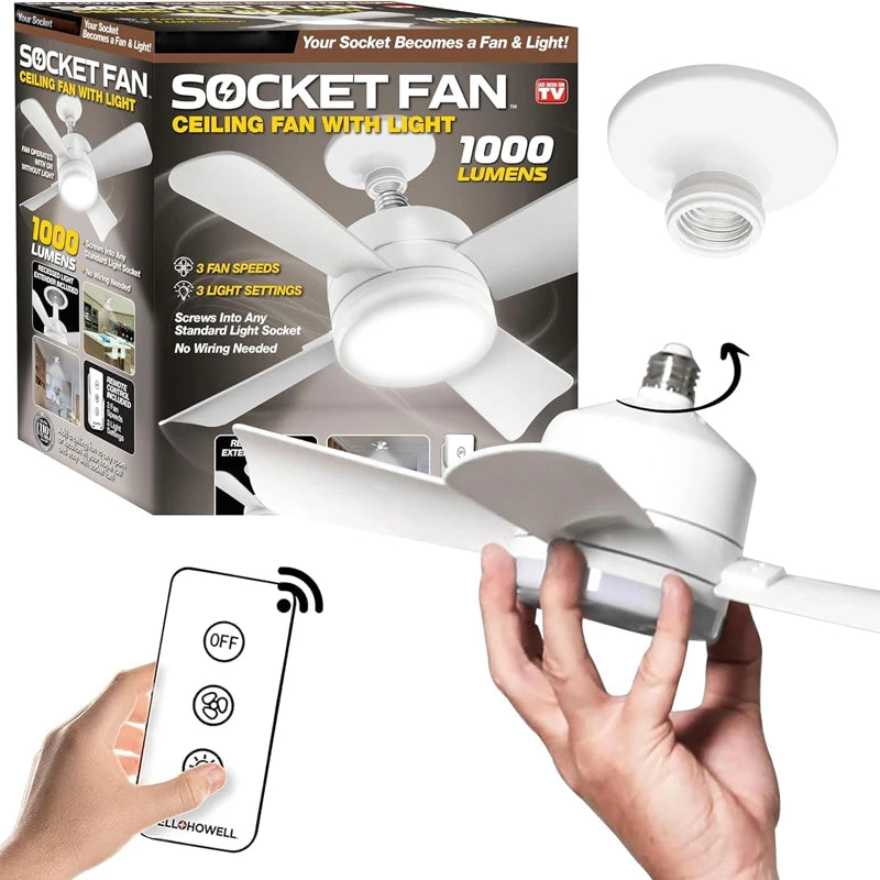 Patented Socket Fan Light  with ETL and  Light Replacement for Light Bulb/Ceiling From BBT